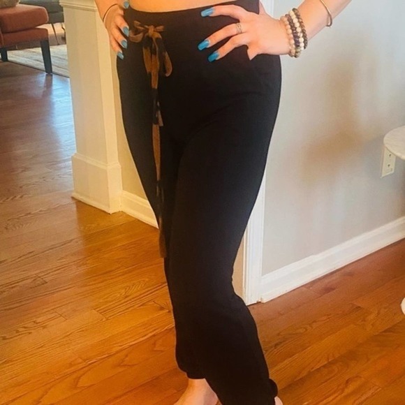 black joggers with animal print drawstring size small - Picture 2 of 7